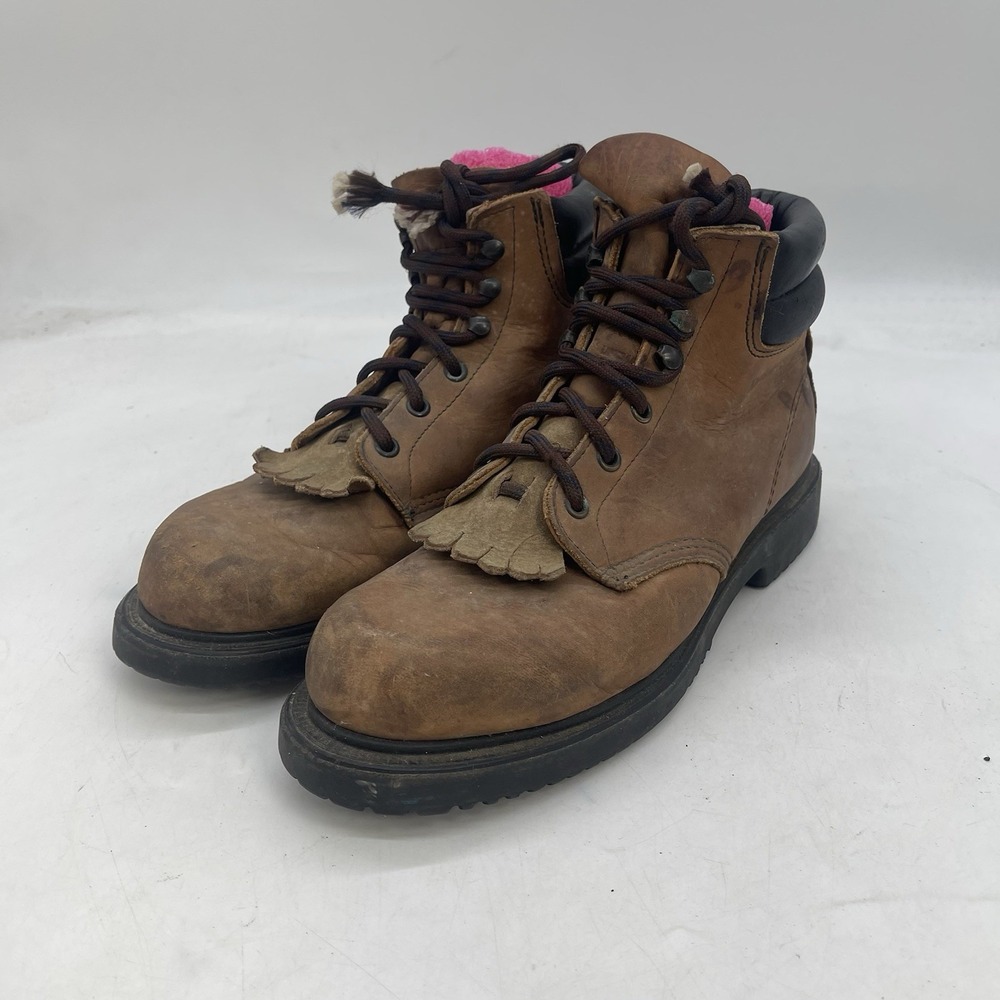 Vintage Red Wing 1607 Work Boots Mens 9.5 D Brown Leather Oil Resistant Lace-Up
